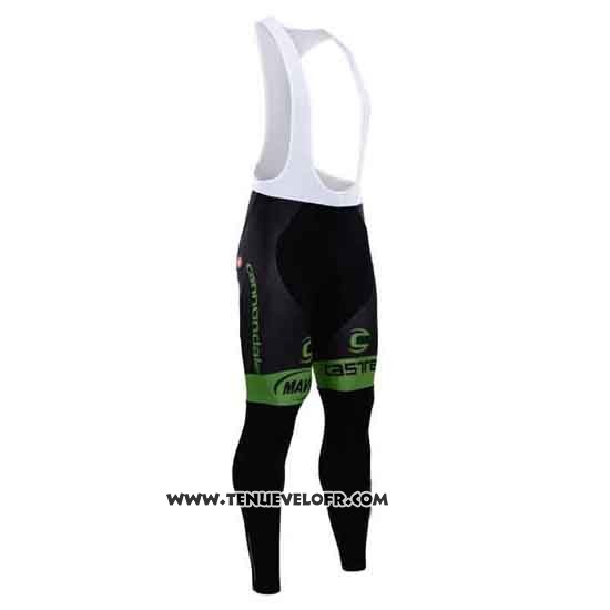 2015 Maillot Ciclismo Cannondale Vert et Noir Manches Longues et Cuissard